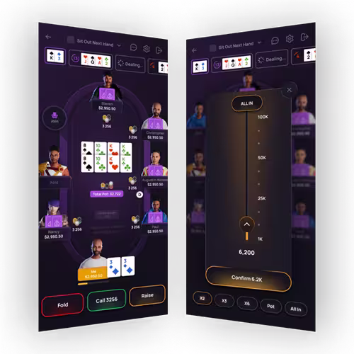 Phenom Poker mobile lobby and table experience