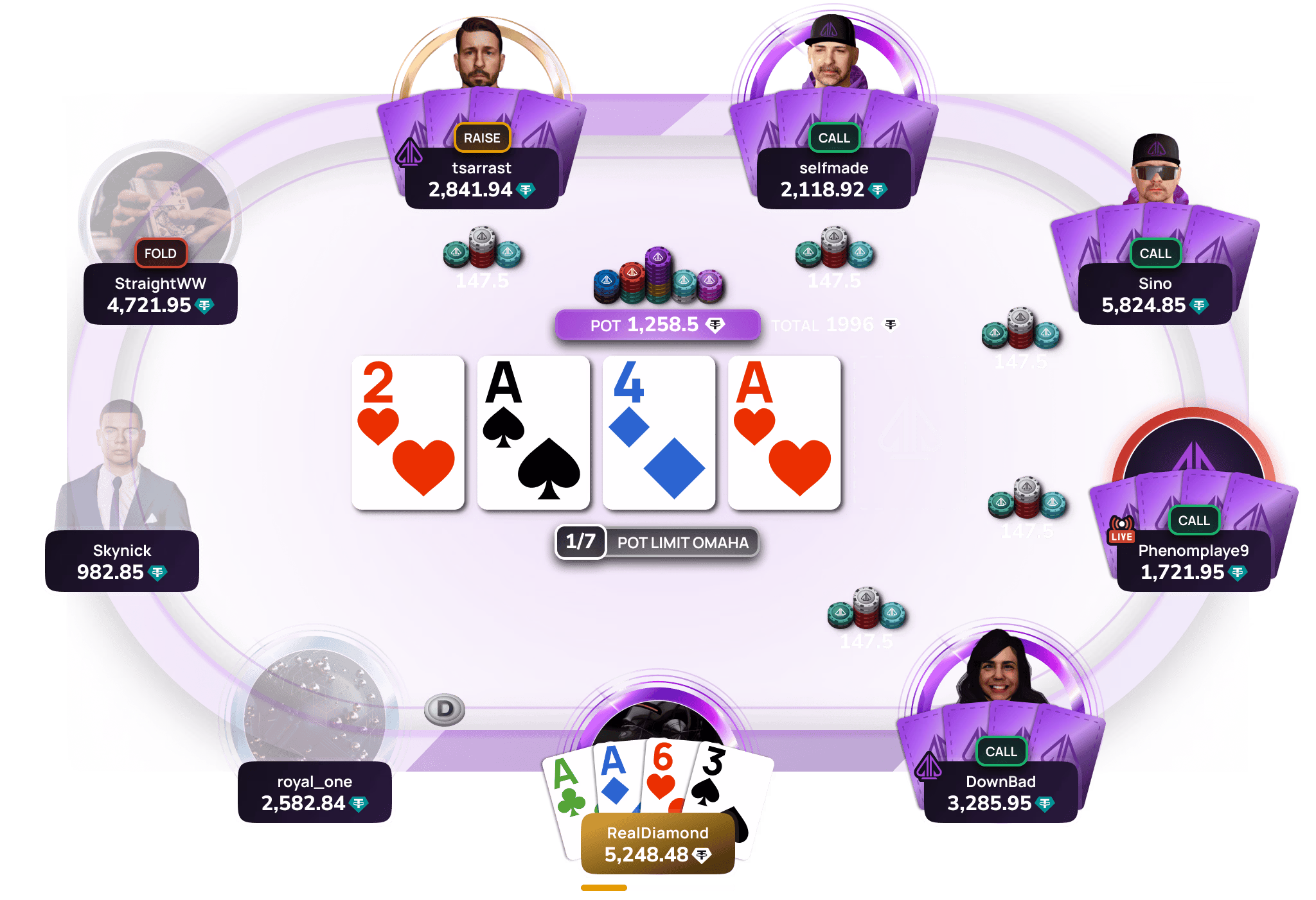 Phenom Poker mixed-game table