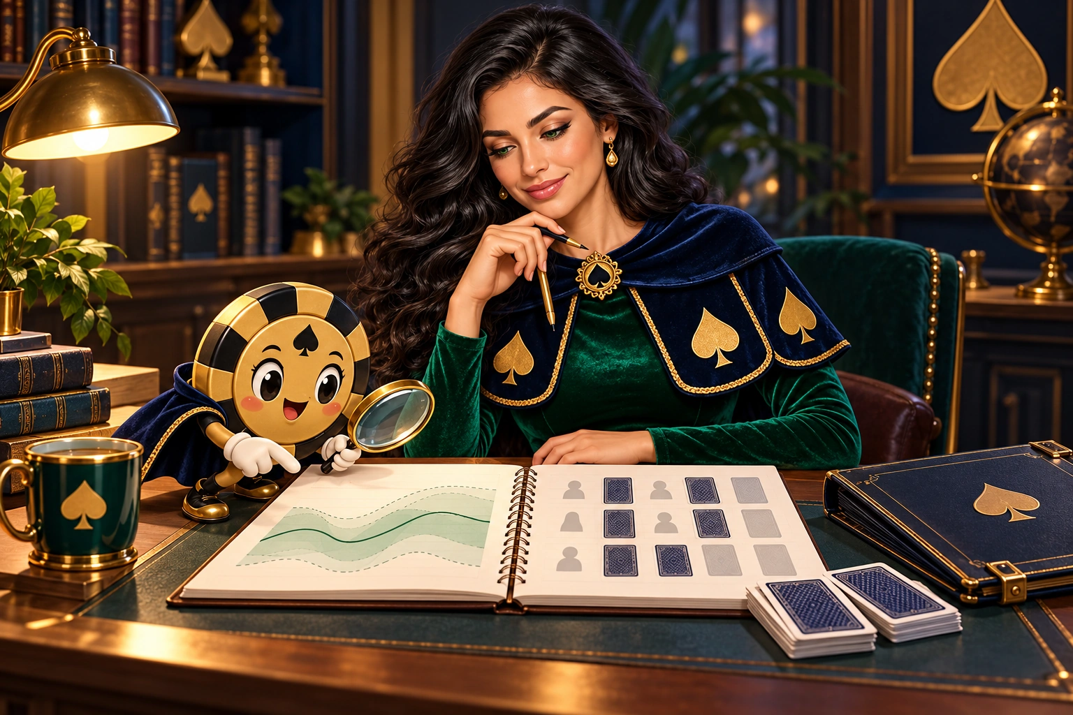 Celeste and Ace the HPD spade compare an uncertain response worksheet with a limited hand record.