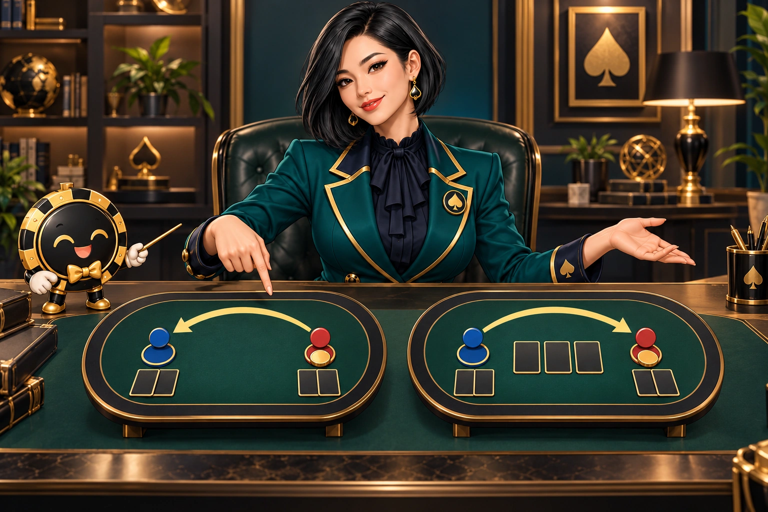 Yuna and Ace the HPD spade compare two-player opening paths on two tabletop maps.