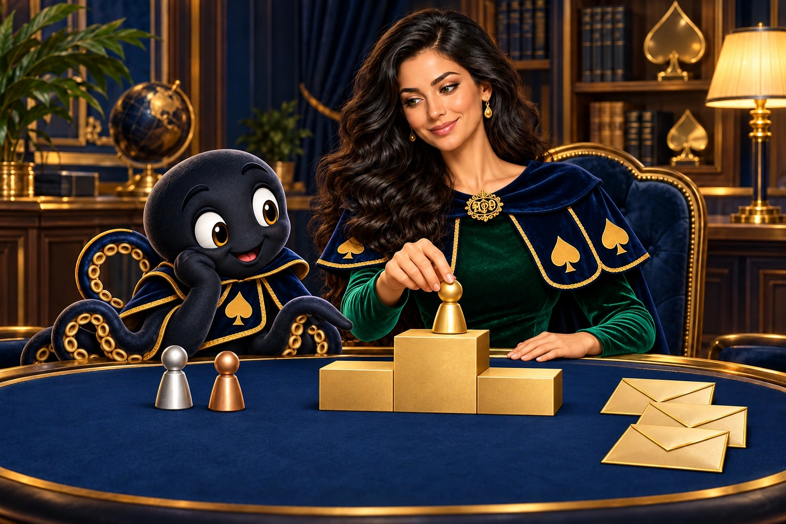 Celeste places a token on a display while Ace the HPD spade considers the two tokens still available.