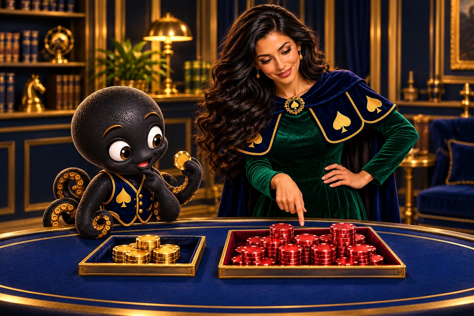 Celeste points to a losing-cost tray while Ace the HPD spade considers a separate gain tray.