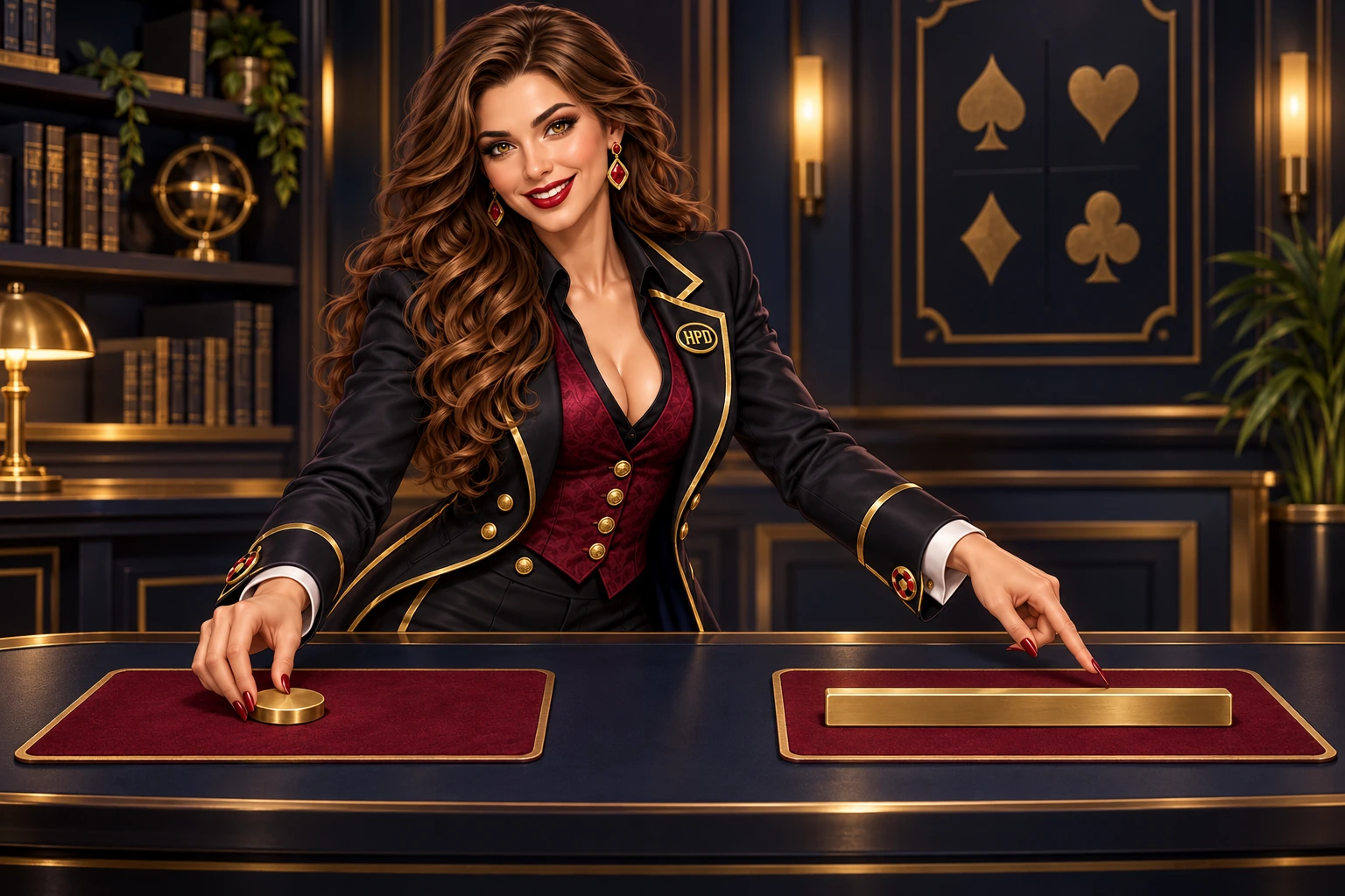 Victoria places a round token on one mat and points to a separate plain measuring bar.