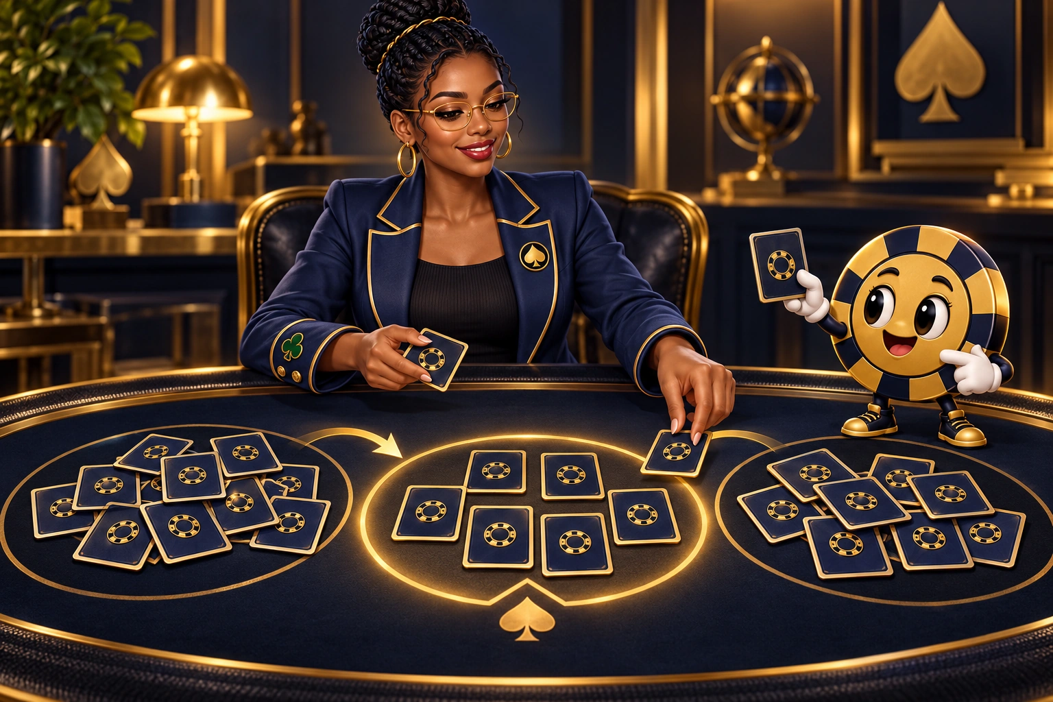 Amina combines candidate piles while Ace the HPD spade offers another card.