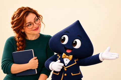 Mara holds a notebook while the navy HPD spade extends a gloved hand toward the next lesson.