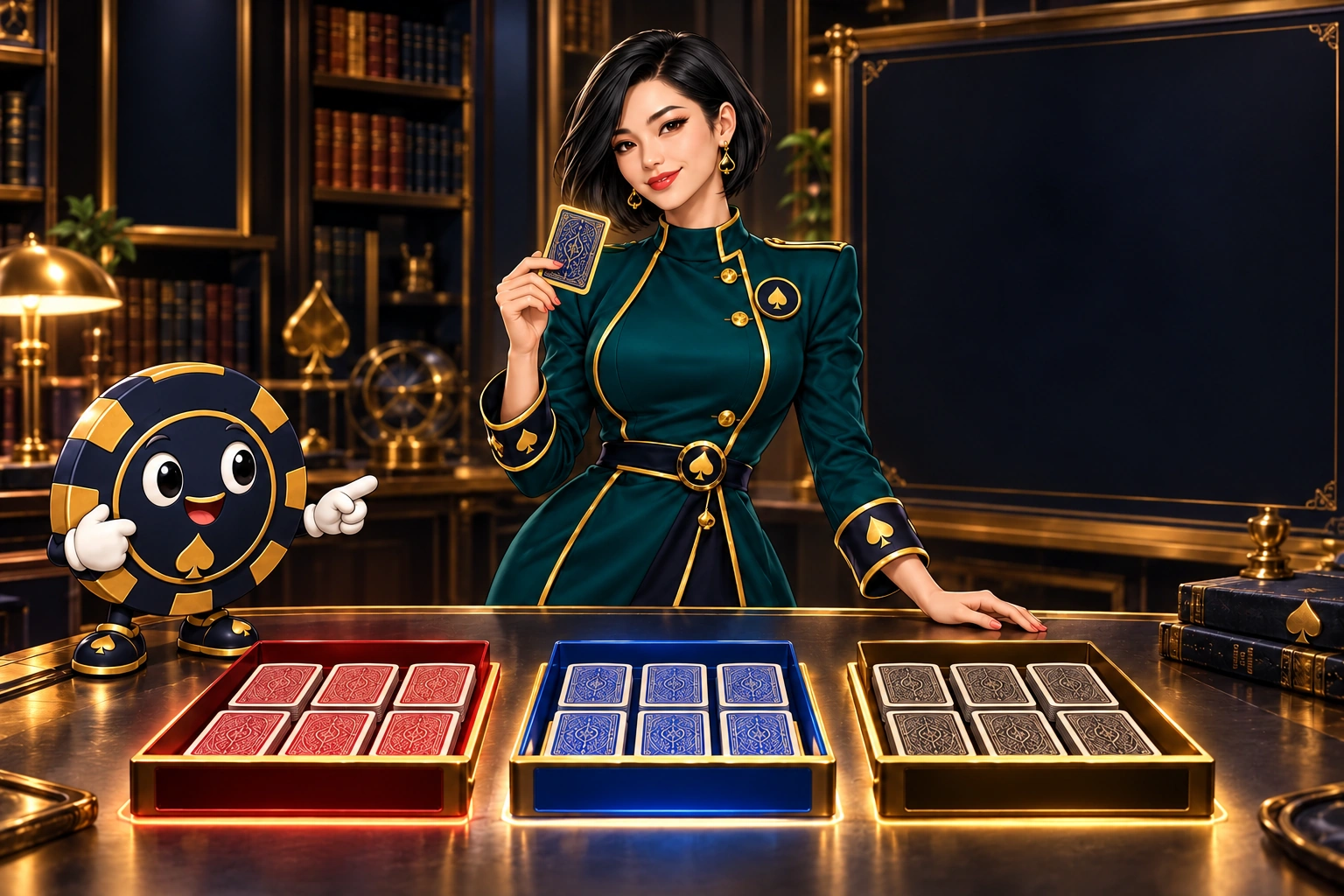 Yuna and Ace the HPD spade compare three trays of opposing hand bundles.