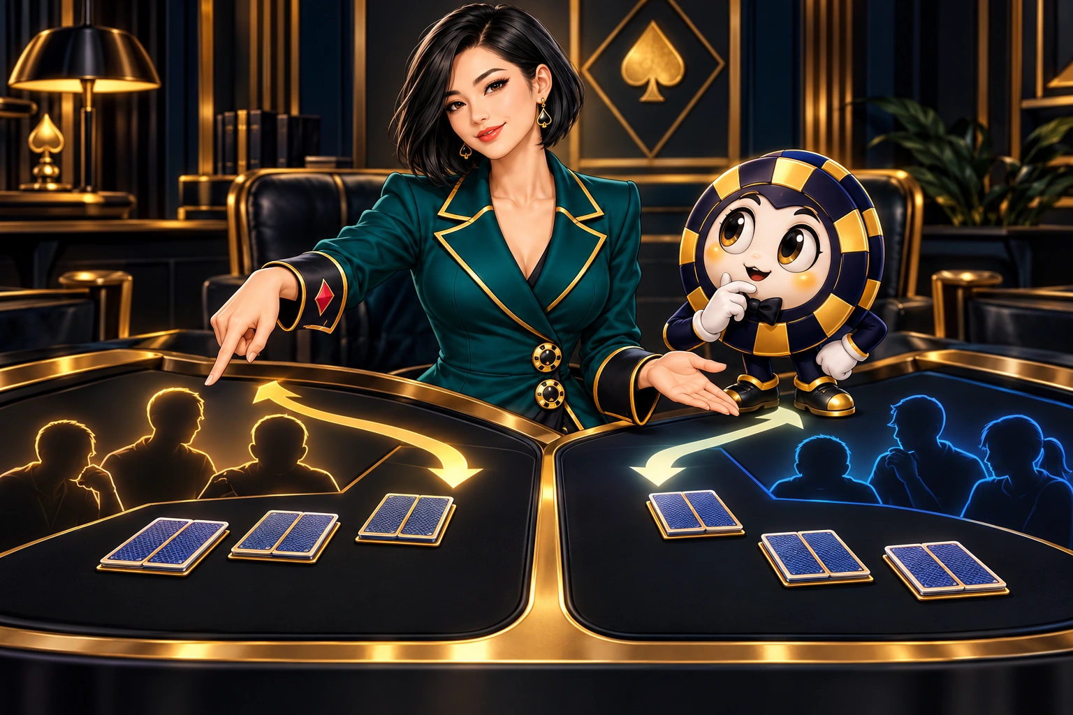 Yuna examines two distinct action paths beside a card-removal ledger.