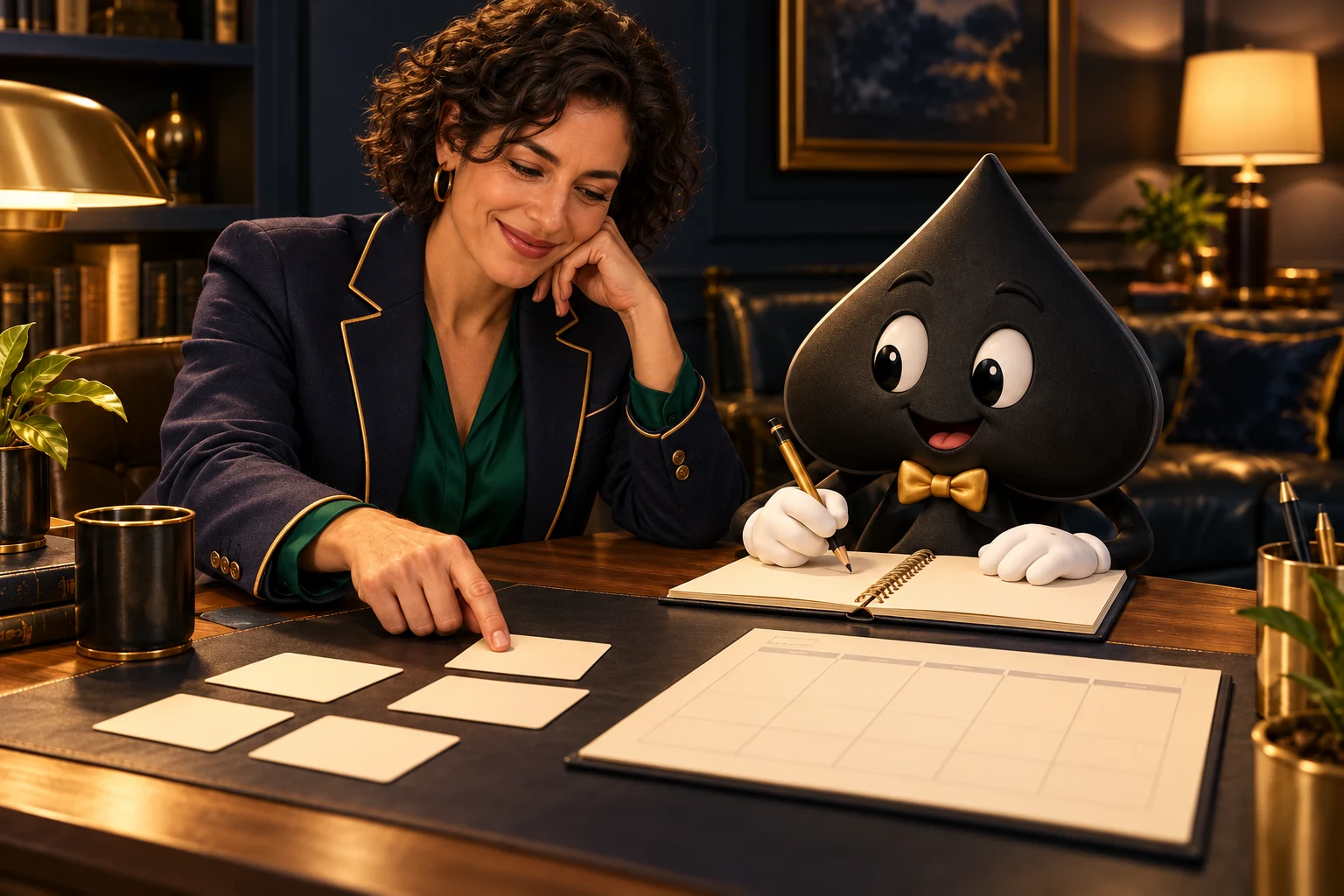 An HPD teacher and Ace the HPD spade choose a question for their study week.