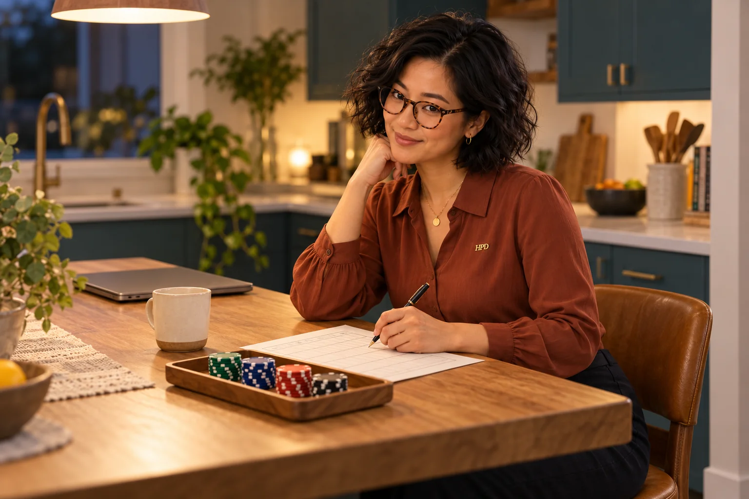 An HPD teacher reviews a paper session record after a home game
